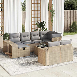 vidaXL Salon de jardin 11 pcs avec coussins beige résine tressée