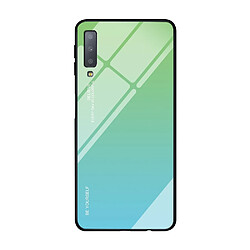 Wewoo Coque Pour Galaxy A7 2018 étui en verre de couleur dégradée bleu ciel