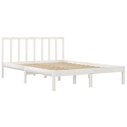 Acheter Maison Chic Lit Moderne Chambre - Cadre/structure de lit pour adulte Blanc Bois de pin massif 140x200 cm -MN39227