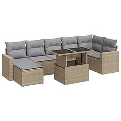 vidaXL Salon de jardin avec coussins 8 pcs beige résine tressée