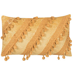 Beliani Coussin AYROOR Soie artificielle 30 x 50 cm Unicolore Moutarde