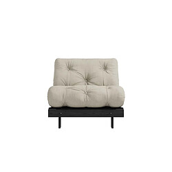 Avis Inside 75 Fauteuil convertible futon ROOTS pin laqué noir matelas 90 x 200 cm coloris lin