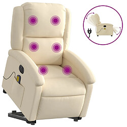 vidaXL Fauteuil inclinable de massage électrique Crème Tissu