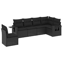 Maison Chic Ensemble Tables et chaises d'extérieur 6pcs avec coussins,Salon de jardin noir résine tressée -GKD733829