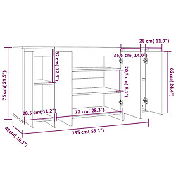 vidaXL Buffet Sonoma gris 135x41x75 cm Bois d'ingénierie pas cher