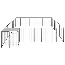 Helloshop26 Chenil extérieur cage enclos parc animaux chien 30,25 m² 110 cm acier noir 02_0000522