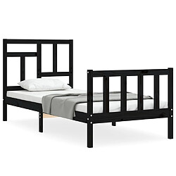 Maison Chic Cadre/structure de lit avec tête de lit pour adulte - Lit Moderne Chambre noir petit simple bois massif -MN32410