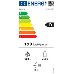 Réfrigérateur combiné 60cm 321l nofrost blanc - KG36NXWDF - SIEMENS