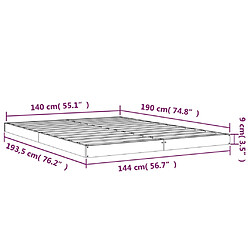 vidaXL Cadre de lit sans matelas blanc 140x190 cm bois de pin massif pas cher