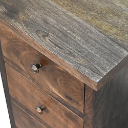 Artisan Furniture Table de nuit classique en bois massif gris campagne avec 3 tiroirs, table de nuit pas cher