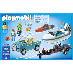 Playmobil® Playmobil Mini-Pickup de Surfeur et Speedboat Playmobil avecFigurines et Accessoires Multicolore pas cher