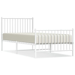 vidaXL Cadre de lit métal sans matelas avec pied de lit blanc 90x200cm