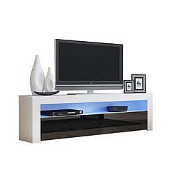 Dusine Meuble TV Savelli LED Blanc MAT et portes Noir laqué 157 cm