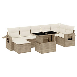 vidaXL Salon de jardin avec coussins 8 pcs beige résine tressée