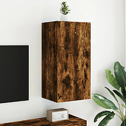 Acheter Maison Chic Meuble TV mural, Banc TV avec lumières LED pour salon, Meuble de rangement chêne fumé 40,5x35x80 cm -GKD59450