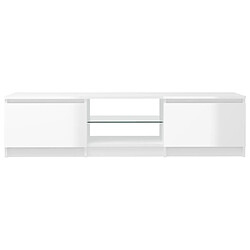 Maison Chic Meubles TV avec lumières LED - Banc TV pour salon blanc brillant 140x40x35,5 cm -MN82289 pas cher