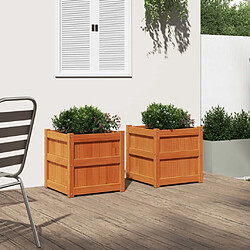 Avis Maison Chic Lot de 2 Jardinières,Bac à fleurs - pot de fleur cire marron bois de pin massif -GKD64816