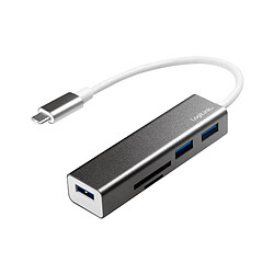 LogiLink Lecteur de cartes + hub USB-C 3.0, 3 ports, gris ()