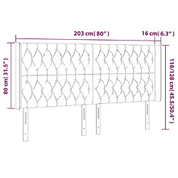 vidaXL Tête de lit à LED Bleu 203x16x118/128 cm Tissu pas cher