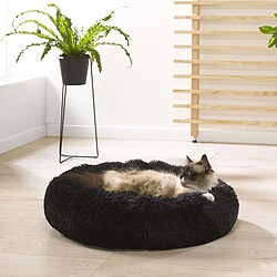 Toilinux Coussin doux et rond Snow pour chien et chat - Gris anthracite - Diam 75 cm