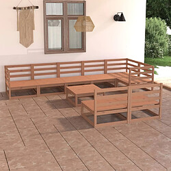 vidaXL Salon de jardin 9 pcs marron miel bois de pin massif