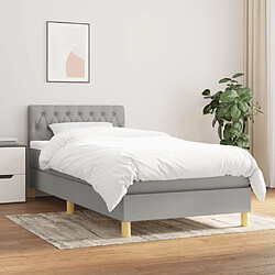 vidaXL Sommier à lattes de lit avec matelas Gris clair 90x200 cm Tissu