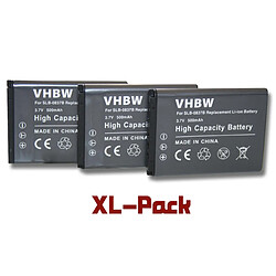 Lot de 3 batteries vhbw 500mAh pour appareil photo Samsung Digimax L70, L83t, L201, NV7 OPS, NV8, NV10, L301, NV15, NV20, SL201. Remplace SLB-0837B