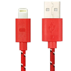 Avis Wewoo Câble rouge pour iPhone X / 8 et 8 Plus / 7 7 Plus / 6 6 6 Plus 6 s Plus / iPad de charge de transfert de données USB Lightning de style en nylon 1 m,