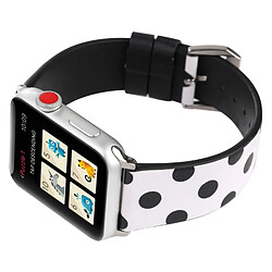 Wewoo Bande de montre-bracelet en cuir véritable motif à pois pour Apple Watch série 3 & 2 & 1 38mm blanc + noir pas cher