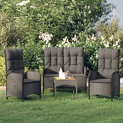 Salle à manger de jardin 3 pcs avec coussins,Table et chaise à dîner Noir -MN51514