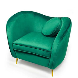 Meubler Design Legend Fauteuil Velours Pieds Métal Or - Vert