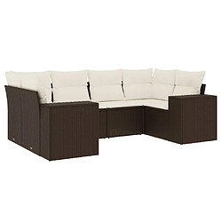 vidaXL Salon de jardin avec coussins 6 pcs marron résine tressée