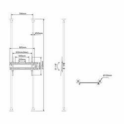 Avis Kimex Support sol-plafond pour écran TV 50''- 100'' - Hauteur max 300cm