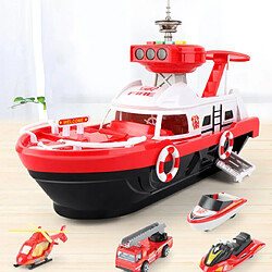 Universal Jouets pour enfants Simulation Trajectoire Inertielle Bateau Bateau Jouet Voiture & Musique Histoire Jouet léger Bateau Modèle Voiture Parking Jouet Enfant Garçon |(Rouge)