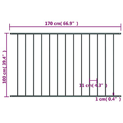 Avis vidaXL Panneau de clôture Acier enduit de poudre 1,7x1 m Anthracite