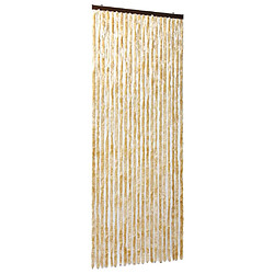 Decoshop26 Rideau contre insectes moustiquaire Beige 90x220 cm Chenille DEC022185