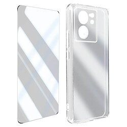 Avizar Coque Silicone pour Xiaomi 13T et 13T Pro Verre Trempé Biseauté 2.5D Transparent