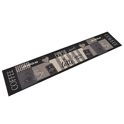 vidaXL Tapis de cuisine lavable impression café noir 60x300 cm velours