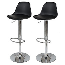 Decoshop26 2x tabourets de bar tabouret de comptoir pivotant en synthétique noir base et cadre en acier chromé 04_0000489