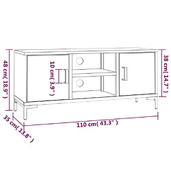 vidaXL Meuble TV Noir 110x35x48 cm Bois de pin massif pas cher