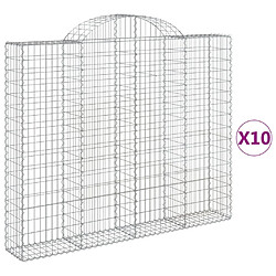 vidaXL Paniers à gabions arqués 10 pcs 200x30x160/180 cm Fer galvanisé