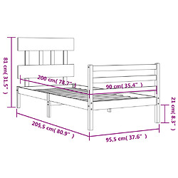 vidaXL Cadre de lit sans matelas 90x200 cm bois massif pas cher