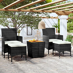 Maison Chic Table de bistro et chaises d'extérieur 5 pcs,Ensemble de bistro de jardin pour relax Résine tressée et acacia Noir -GKD575583