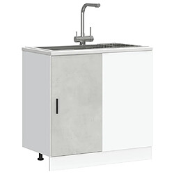 Avis vidaXL Meuble bas du lavabo gris béton bois d'ingénierie