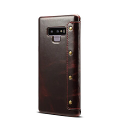 Avis Wewoo Housse Coque Pour Galaxy Note9 Denior Oil Wax Cuir de vachette Étui en à rabat horizontal simple avec fentes cartes et portefeuille rouge foncé