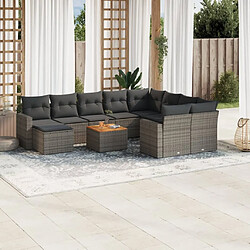 Maison Chic Salon de jardin 11 pcs avec coussins | Ensemble de Table et chaises | Mobilier d'Extérieur gris résine tressée -GKD54426