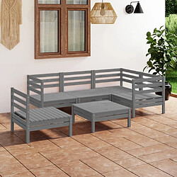 Maison Chic Salon de jardin 6 pcs - Table et chaises d'extérieur - Mobilier/Meubles de jardin Moderne Bois de pin massif Gris -MN10692