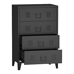 Helloshop26 Commode stylée meuble de rangement pratique métallique avec 4 tiroirs acier 92 x 80 x 40 cm noir 03_0006839