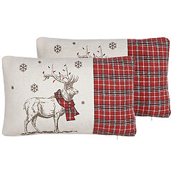 Beliani Lot de 2 coussins SVEN 30 x 50 cm Animal Rouge