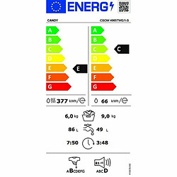 Avis Laveuse - Sécheuse Candy CSOW 4965TWE/1-S 9kg / 6kg Blanc 1400 rpm